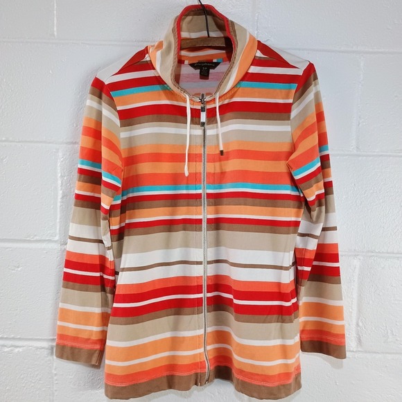 Tommy Bahama Horizontal Multi‎ Color Striped Full-Zip Sweatshirt Jacket SMALL - Picture 2 of 9